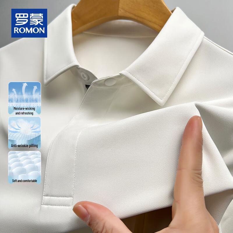 ROMON Men s Summer Wrinkle-Resistant Cooling Polo T-Shirt L