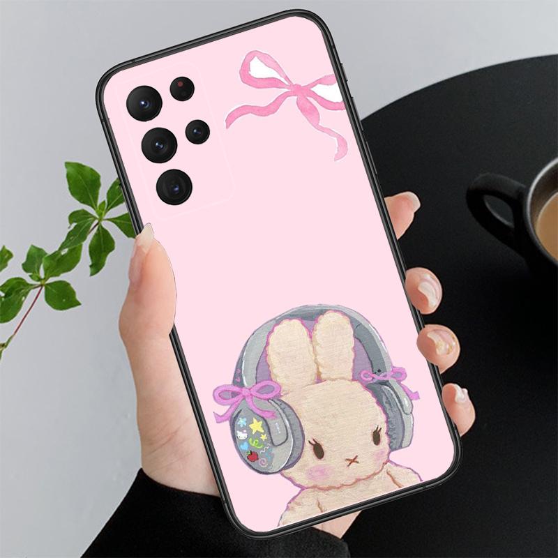 Cute Rabbit Cartoon Funda Phone Case For Samsung Galaxy S25 S24 S23 S22 S21 Ultra S24 S23 S22 S21 S25 Plus S24 S20 FE