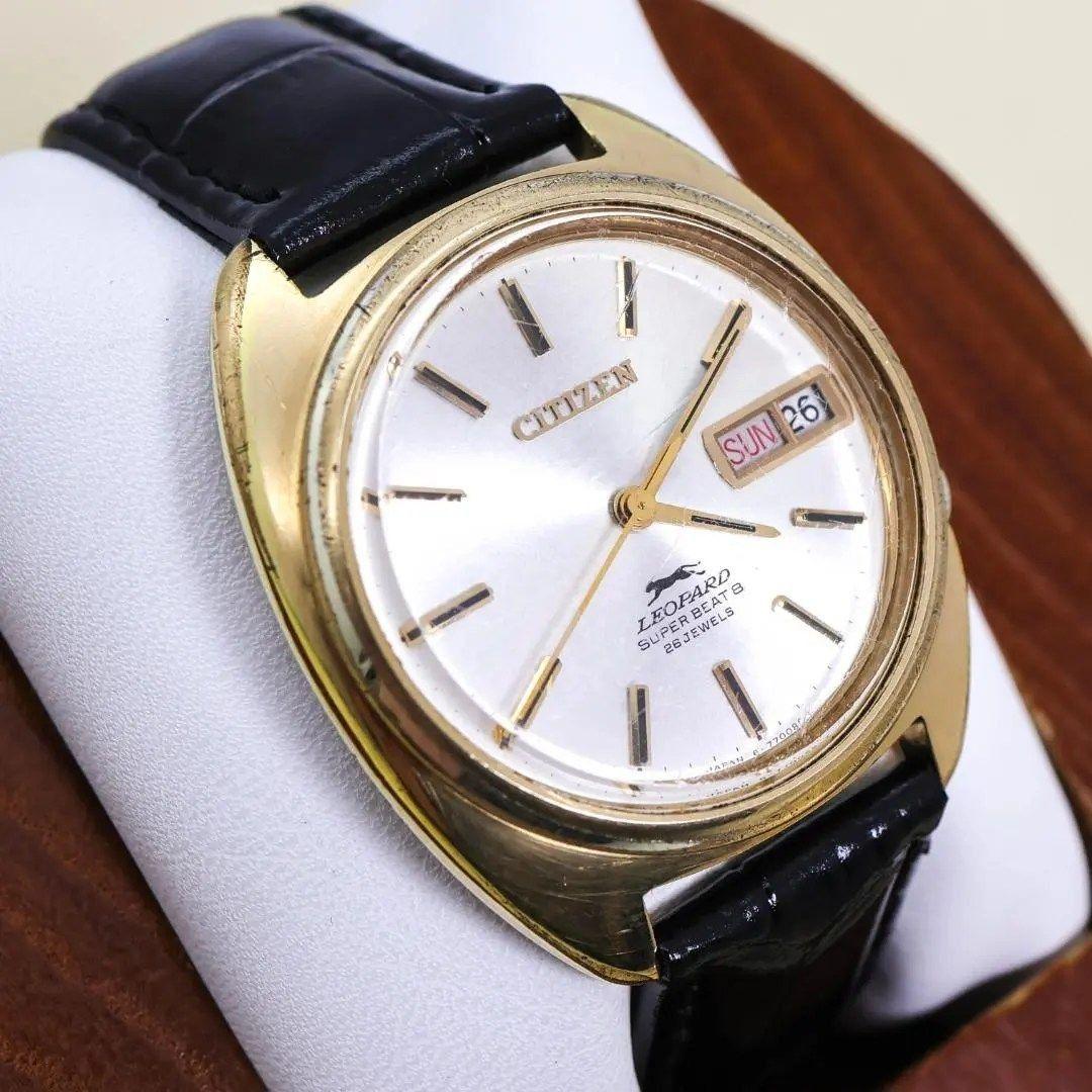 Used Working CITIZEN LEOPARD wristwatch automatic winding antique 2326