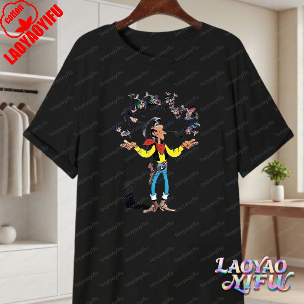 Bold Lucky Luke Villain Juggling Art Shirt Trending Lucky Luke Fan Gift Tee Summer Fun Vintage Comic Cotton Tops Unisexs Clothing