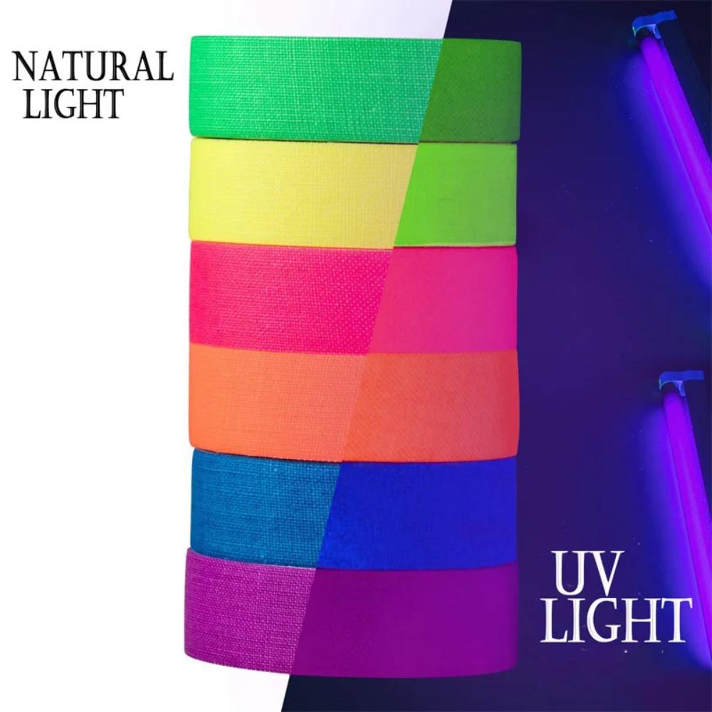 Glow in The Dark UV Reactive Tape 6 Colors Fluorescent Tape Decoration UV Glow Cotton Tape Home