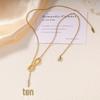 Collier Lariat Bande de Möbius en Acier Inoxydable - Pendentif Doré pour Femme