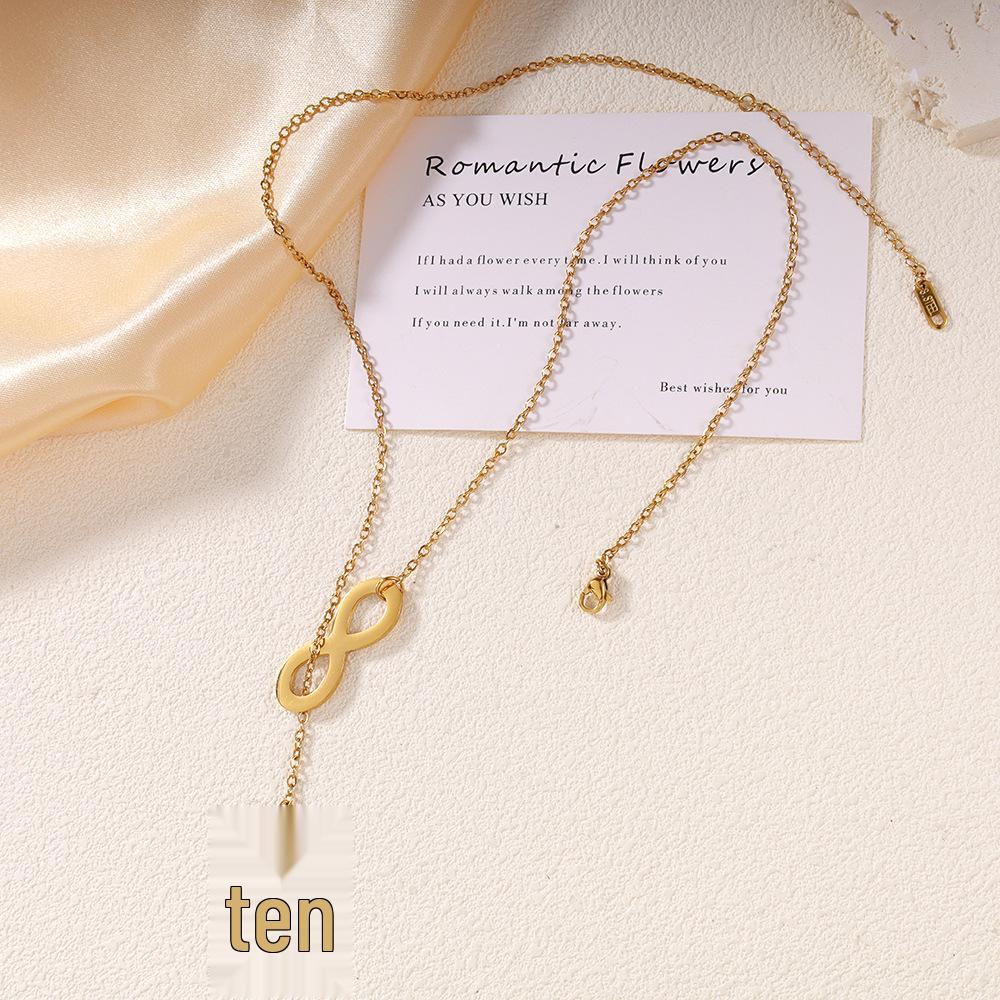 Collier Lariat Bande de Möbius en Acier Inoxydable - Pendentif Doré pour Femme