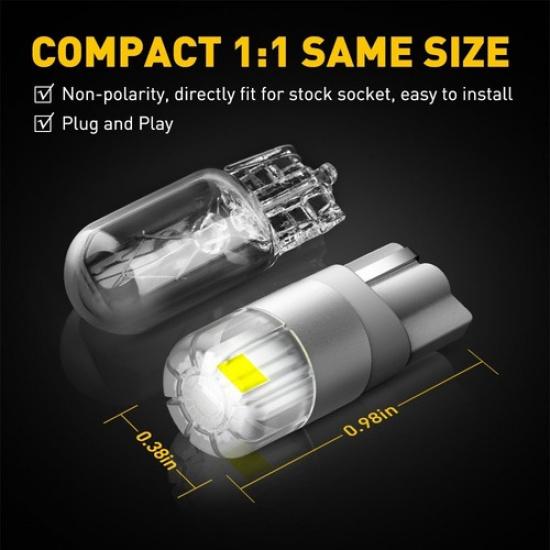 4x T10 LED License Plate Light Bulb Super Bright White 168 2825 175 2US2T