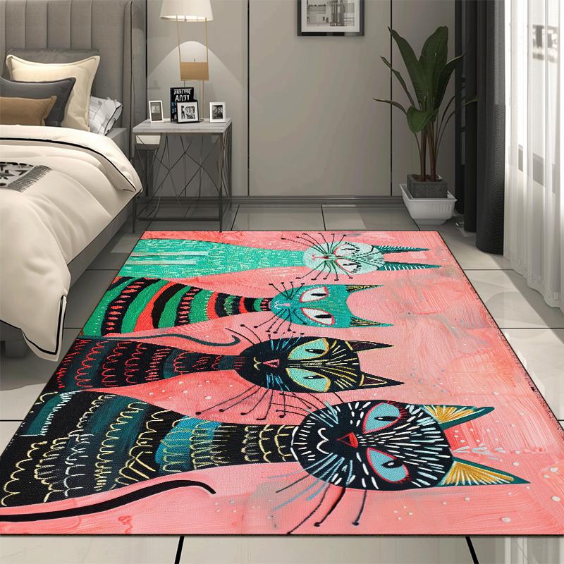 Cute Cat Cartoon Rug Children's Bedroom Decoration Large Area Carpet Modern Living Room Sofa Non-slip Mat Lounge Rug Washable