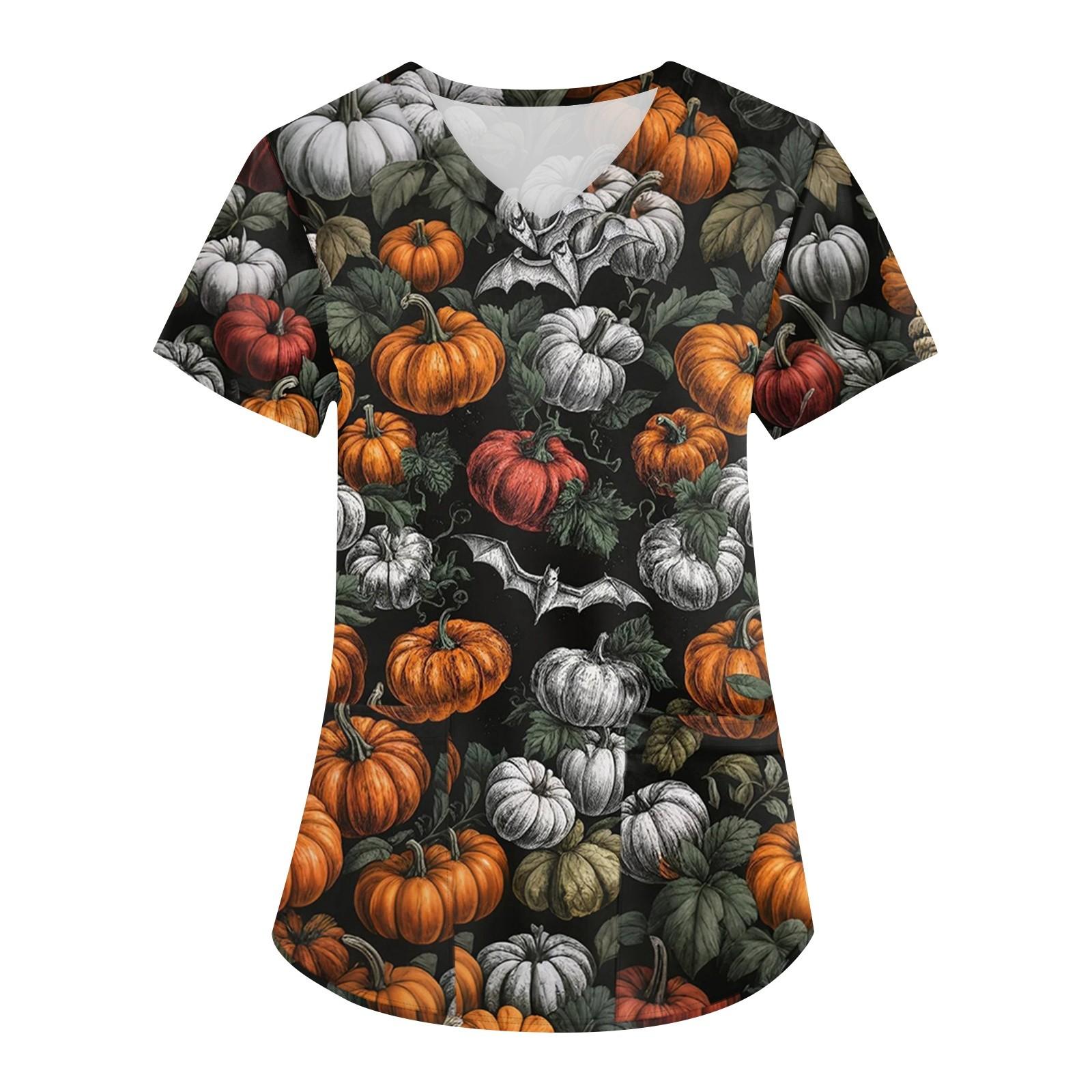 

Женская рабочая униформа с принтом, V-образный вырез, карманы, базовый короткий рукав, пуловер, топ S