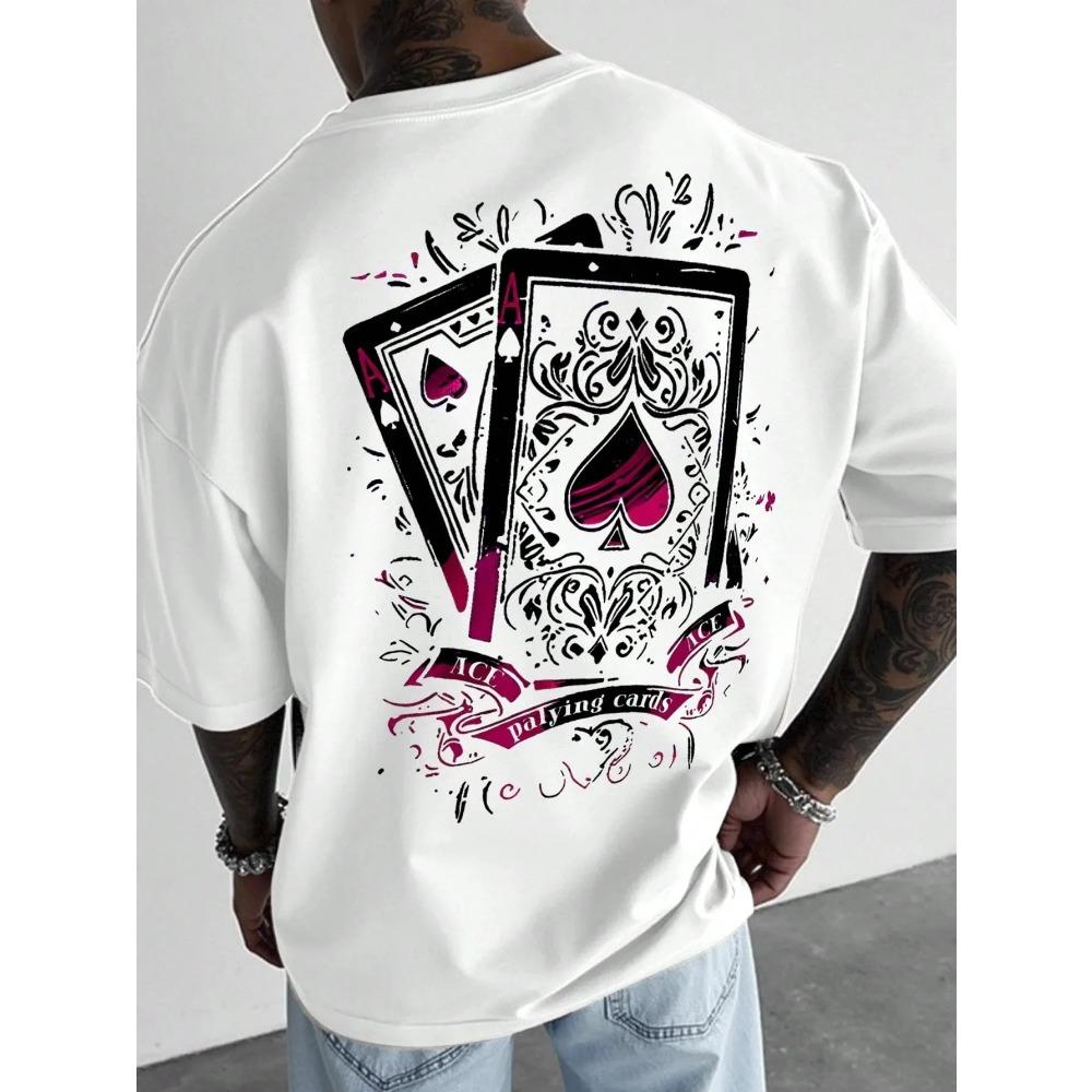 Summer Style Men's T-shirt Street Casual Fashion Comfortable Soft Breathable O-neck Short Sleeve 3D Playing Cards Print Pullover