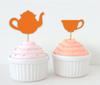 Darling Souvenir| Bridal Shower Tea Party Cupcake Topper| Birthday Dessert Decorations Tea Kettle Cup Cupcake Toppers - Pack Of