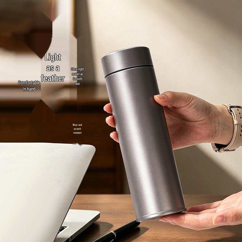 Titanium-Coated Insulated Mug: Double-Layer Vacuum Cup for Business or Gifts, Customizable Logo