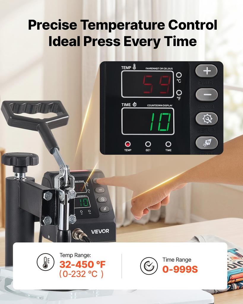 Heat Press Machine 29 x 38 cm 5-in-1 Combo Sublimation Press Machine, Heat Up Fast and Even, Digital Precise Time and Temp Control, Multi-Function,