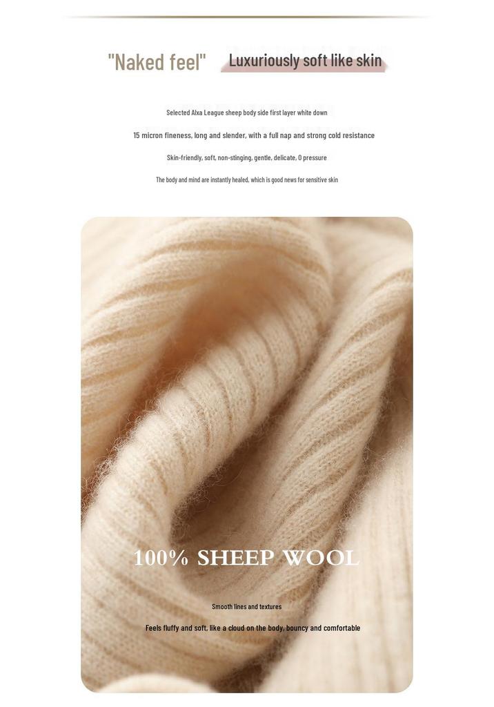 Women's Cashmere Knit A-Line Dress - Mid-Length, Round Neck, Over-the-Knee, 100% Pure, Casual and Versatile