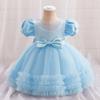 Baby Girls Princess Tulle Dress Puff Sleeve Formal Gown Pageant Wedding Party