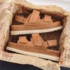 Men Cowhide Non-Stuffy Feet Fashion Sandals Summer New Couple Thick Bottom Increased Super Soft Outdoor Slippers Women