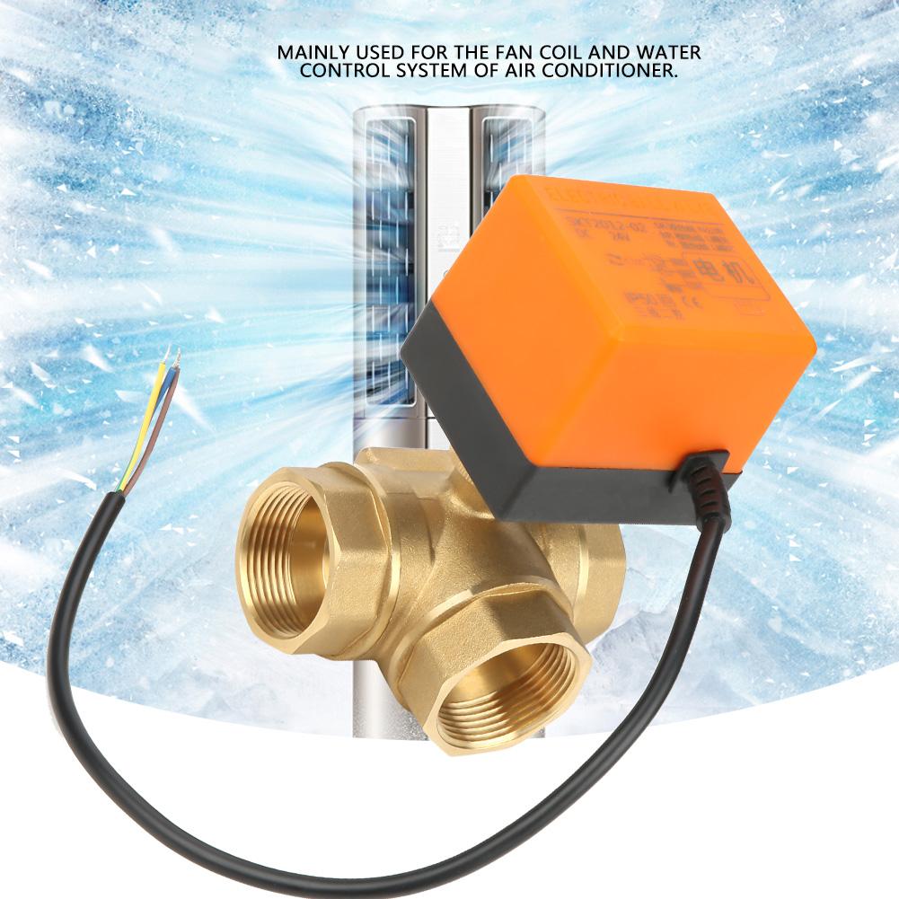 DN32 G1 1 4 Mosazný 3cestný motorizovaný kulový elektrický ventil pro klimatizaci DC24V