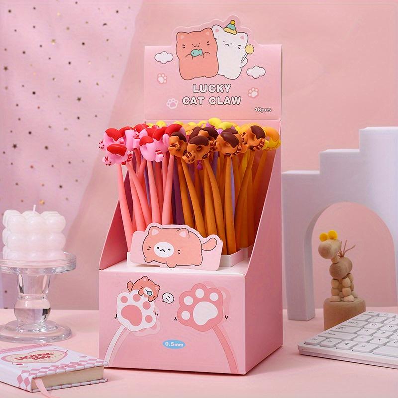 48pcs 0.5mm Cartoon Kitten Donut Shaking Neutral Pen Cute Sway Pen Gift Pen Creative Stationery Back To School Season