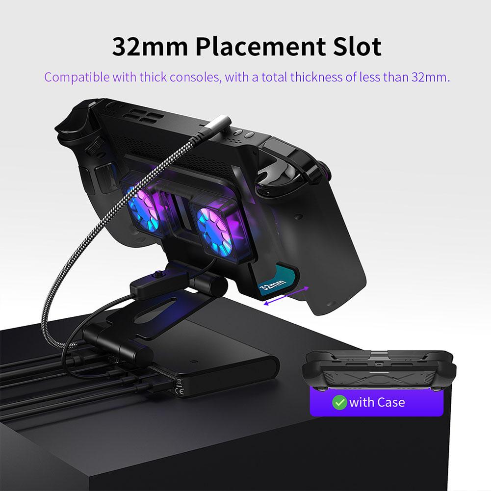 6 In 1 RGB Dual Fans Docking Station for Switch2 Game Console Dock Adjustable Height Dock Bracket with HDMI 4K@144Hz Projection