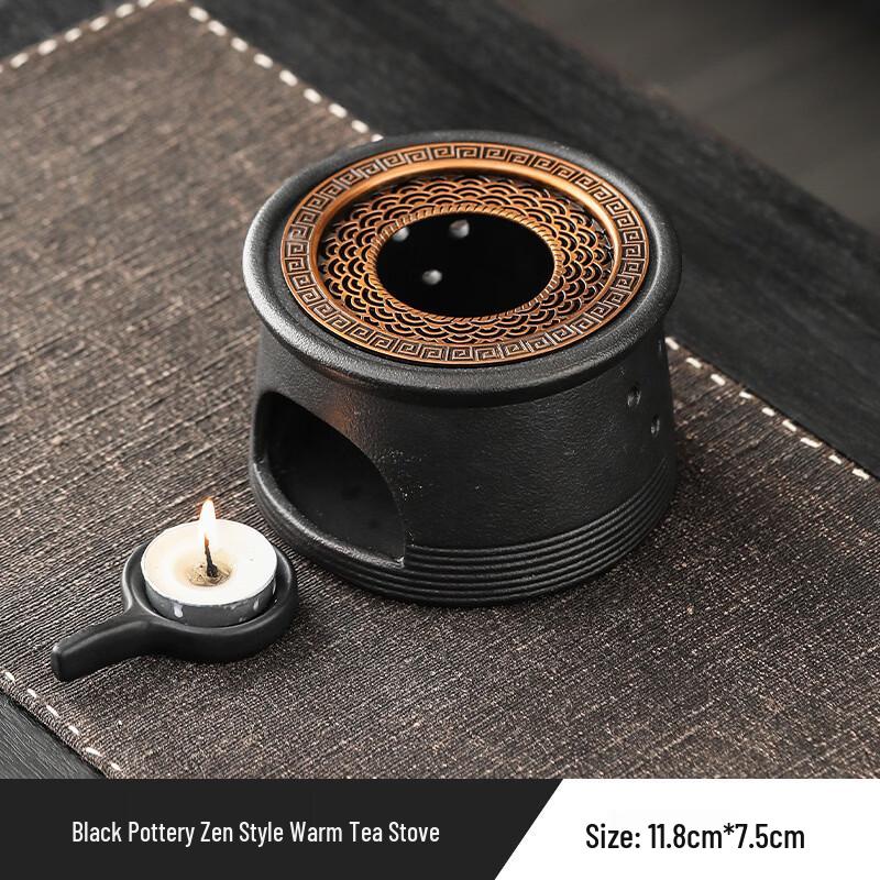 Black Pottery Zen Style Candle Tea Warmer Base