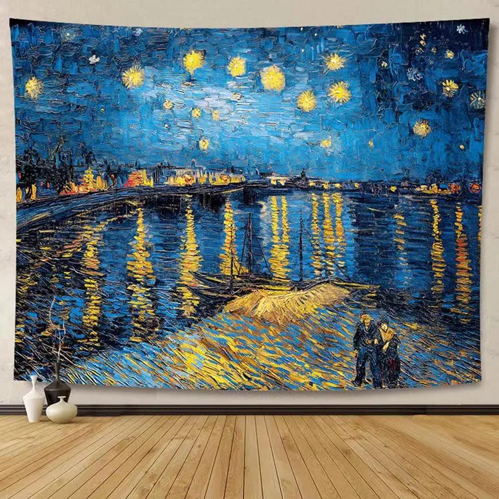 

Van Gogh Art Tapestry Abstract Hippie Tapestry Vintage Aesthetics Tapestry Wall Hanging Tapestries Dorm Art Living Room Bedroom 74x94cm(29x37in)