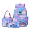 Stitch Three Piece Backpack for Male and Female Students, Campus Cartoon Printed Backpack, Outdoor Travel Large Capacity Bag