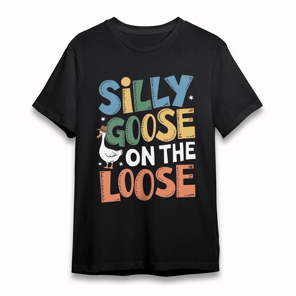 

Men s Soft Comfy T-Shirt Goose Character Hat Fun Tee Black Cotton Short Oversize 2XL