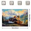 Nostalgic Steam Train Tapestry, Dramatic Scene of a Vintage Locomotive Traveling Through a Majestic Mountain Landscape, Classic Railroad Wall Art