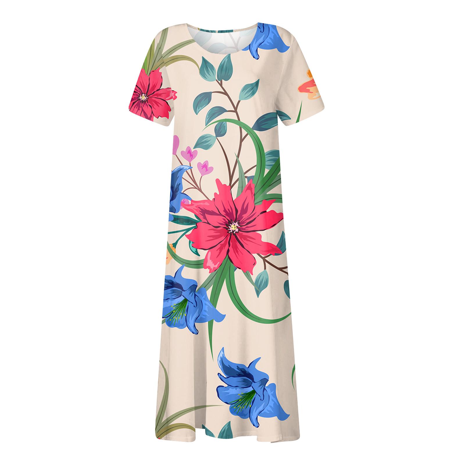 Модное женское летнее платье с круглым вырезом и повседневным модным пуловером с принтом — фото 4