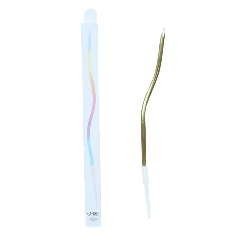 

Boxed Gold Plated Single Curve Birthday Cake Candle Party Baking Decoration Gold Silver Curved Candle Boxed single curve candle champagne