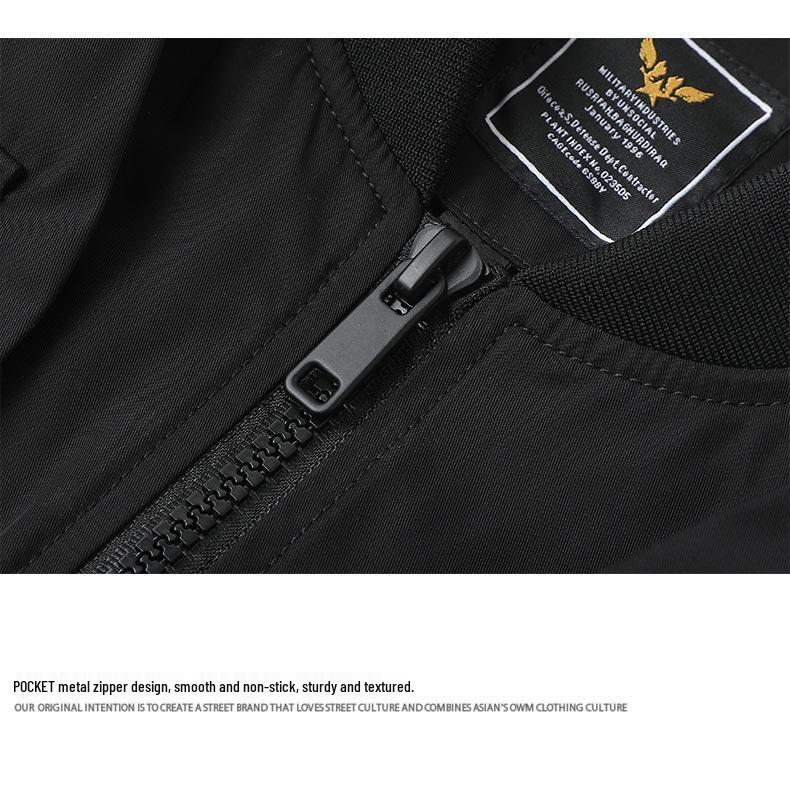 Men's American Retro Multi-pocket Pilot and Baseball Workwear Ski Jacket