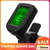 LCD Display Bass Violin Ukulele Tuner 3V Button Battery Chromatic Tuner Clip Guitar Tuner for Guitar/Bass/Violin/Ukulele