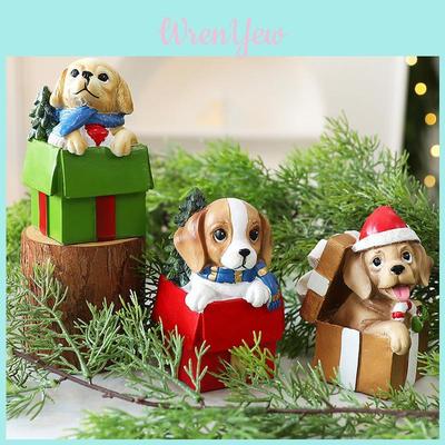 Cute Gift Puppy Resin Desktop Ornament For Holiday Scene Display
