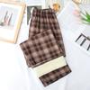 GMXIA Fleece Plaid Pants Women's Autumn and Winter Thickened High-waisted Slimming Straight Leg Casual Floor Wide Leg Pants