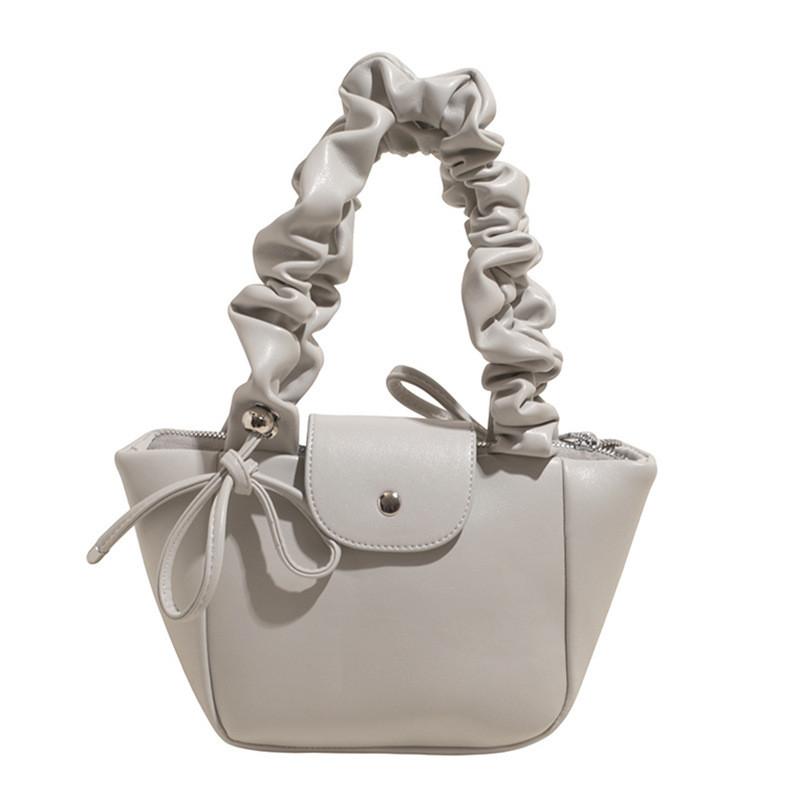 IELGY Ladies Shoulder Bag Pleated Portable Bow Portable Bucket Bag