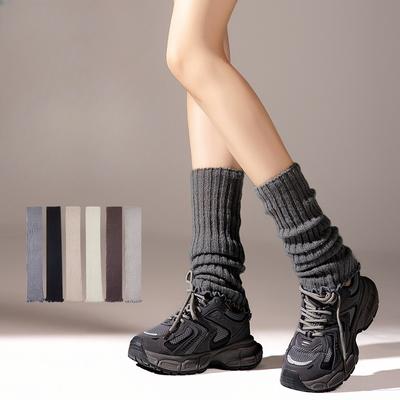 Gestrickte Socken, Damen Plüschsocken, Herbst- und Wintersocken für die Wade, Beinschoner, Lange Strümpfe, Warme Knieschoner