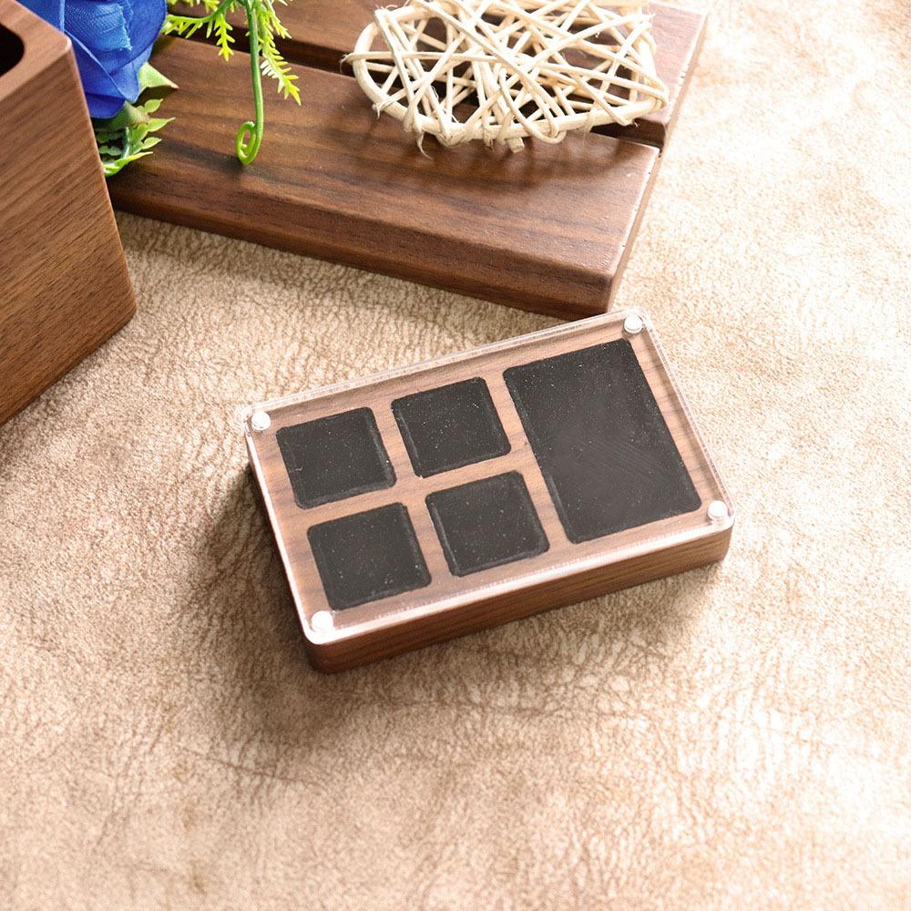 3/5 Slot Wooden Ring Box Magnetic Cover Jewelry Ring Holder Black Walnut Cufflinks Box  Couples