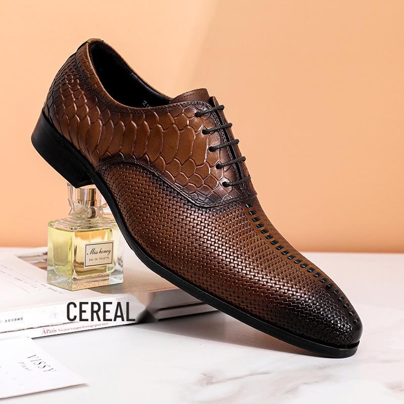 

[Великий розпродаж] Чоловічі шкіряні оксфорди з тисненням та візерунком зі зміїним принтом – діловий повсякденний стиль, британський стиль Size 39