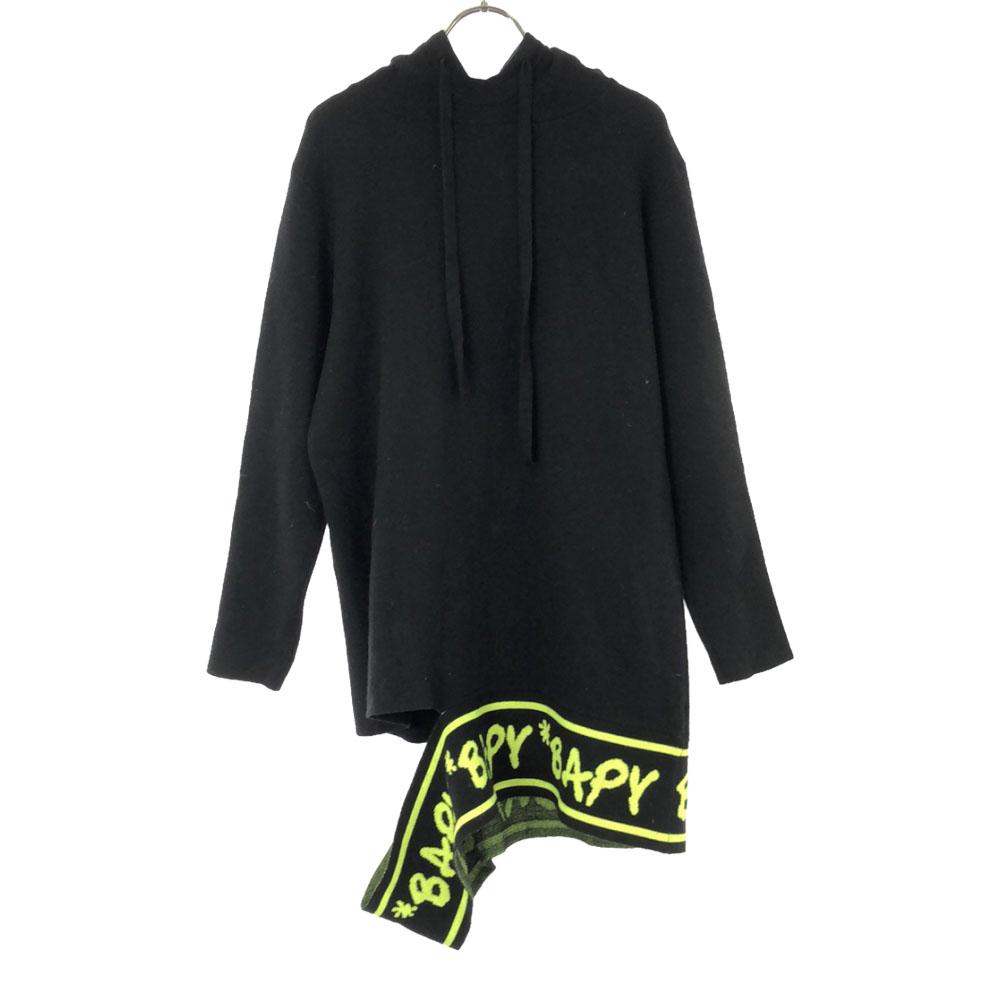 

BAPY шерстяная смесь логотип Длинный рукав вырез вязаный Паркер A BATHING APE туника Женский Б/У