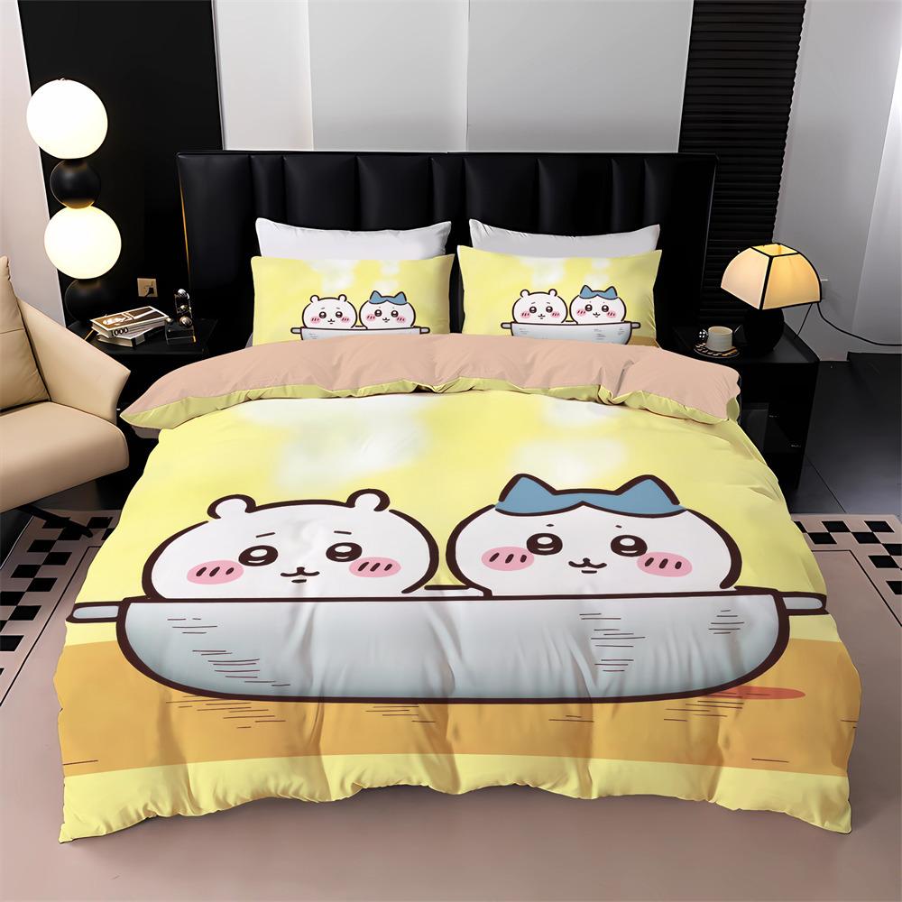 New Chiikawa Bedding Set 3D Digital Printed Hachiware Momonga Duvet Cover Set With Pillowcases Animes Quilt Cover Twin Full
