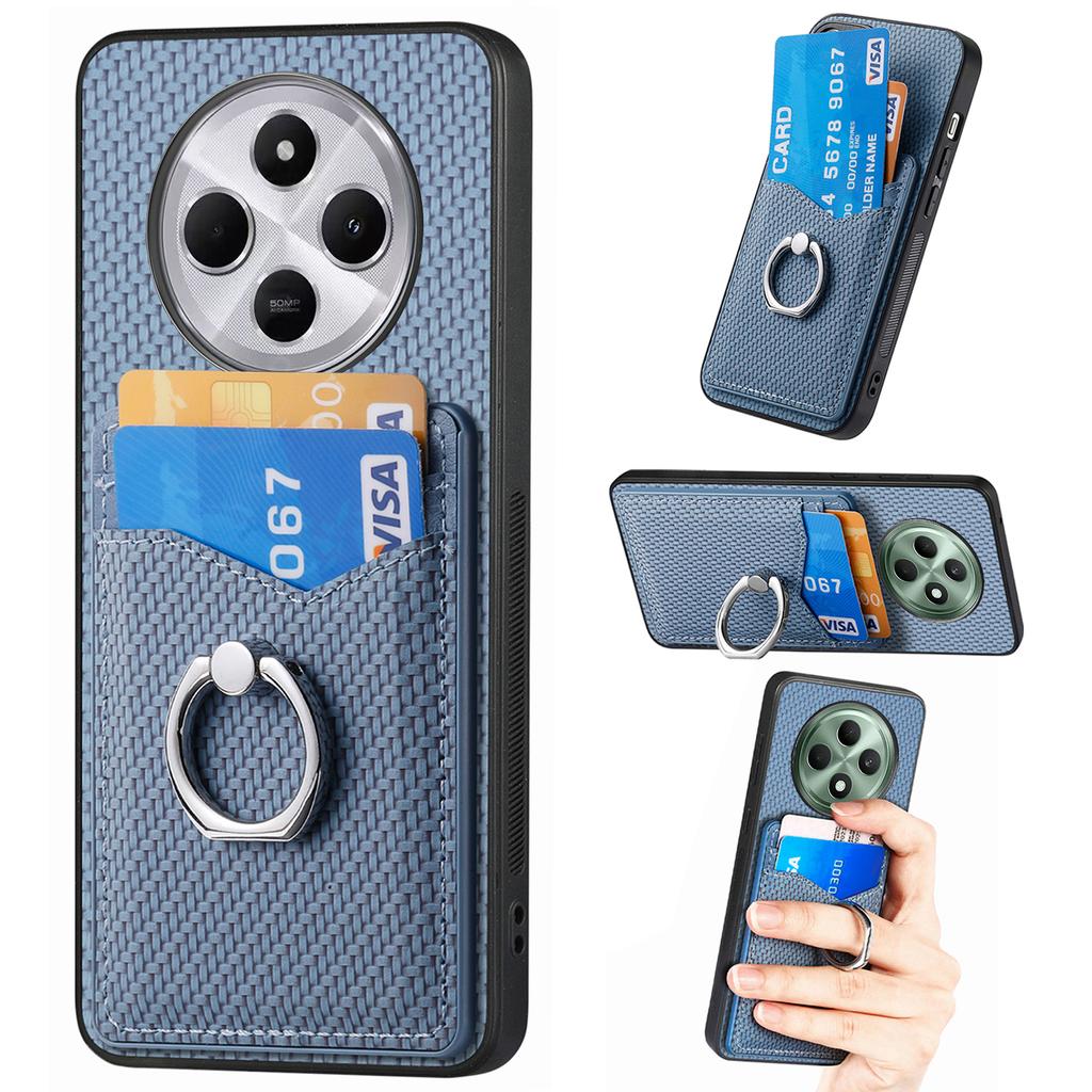 Phone Case For Xiaomi Redmi 14C 4G/14R 5G/Poco C75 4G Back Cover with Card Slots Ring Holder Kickstand