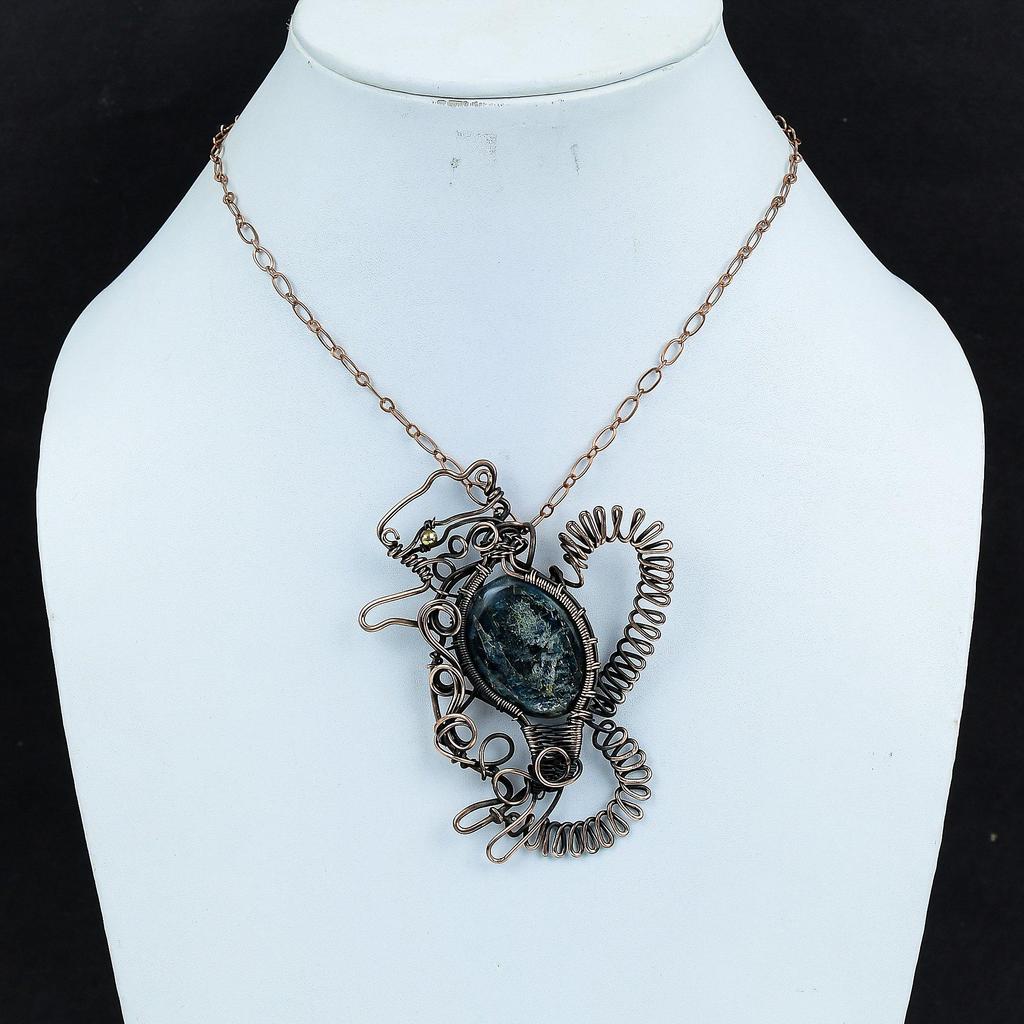 Kyanite Pendant Copper Wire Wrapped Pendant Handmade Rabbit Pendant Copper Jewelry Genuine Gemstone Pendant Wire Wrap Jewelry Wedding Gifts