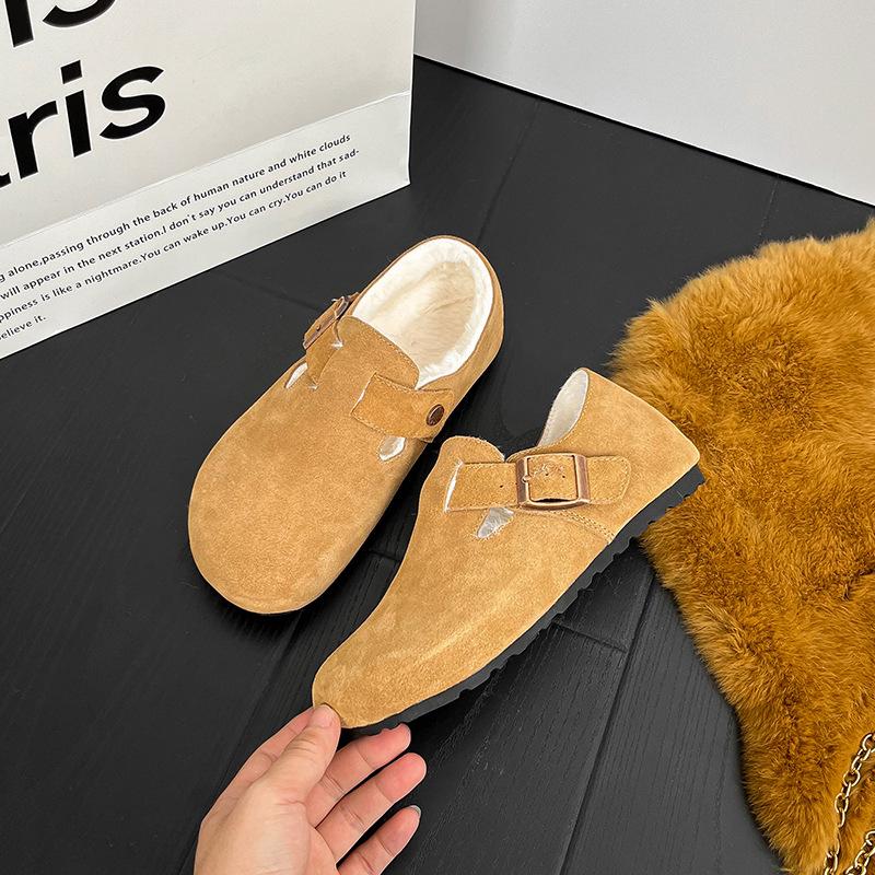 Frosted Soft Leather Single Shoes Women's Flat Bottom New Retro Literature and Art Students with Big Head and Velvet On One Foot