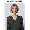 UR Women's Winter Modern Pleated V-Neck Long Dress
