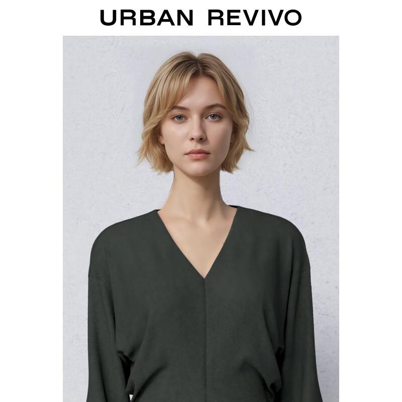 UR Women's Winter Modern Pleated V-Neck Long Dress