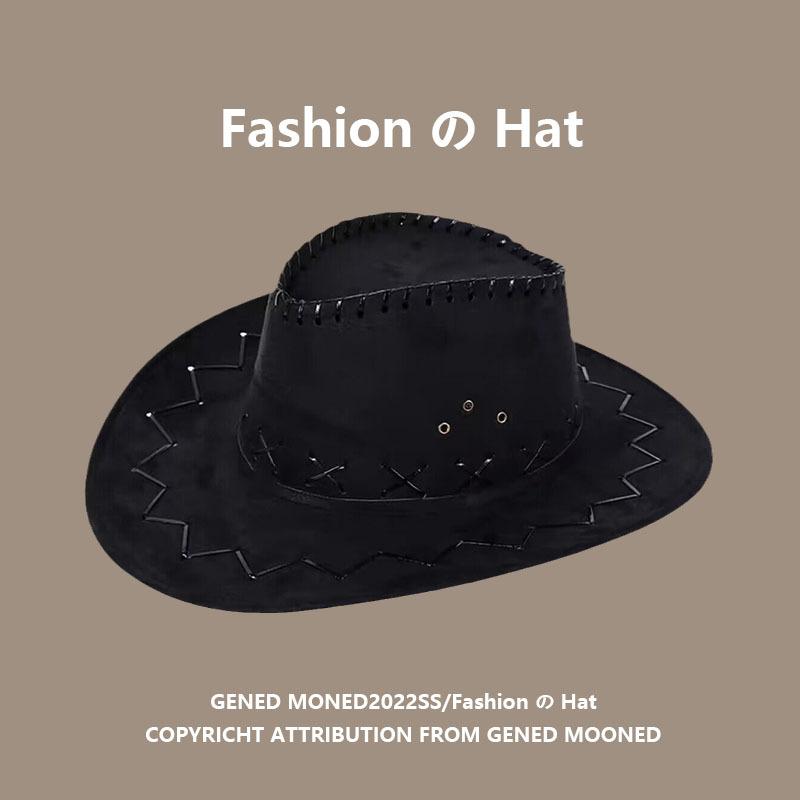 

Western cowboy hat for outdoor travel and leisure, unisex sun hat made of faux suede, summer sun protection and cooling knight hat M（56-58cm） чёрный
