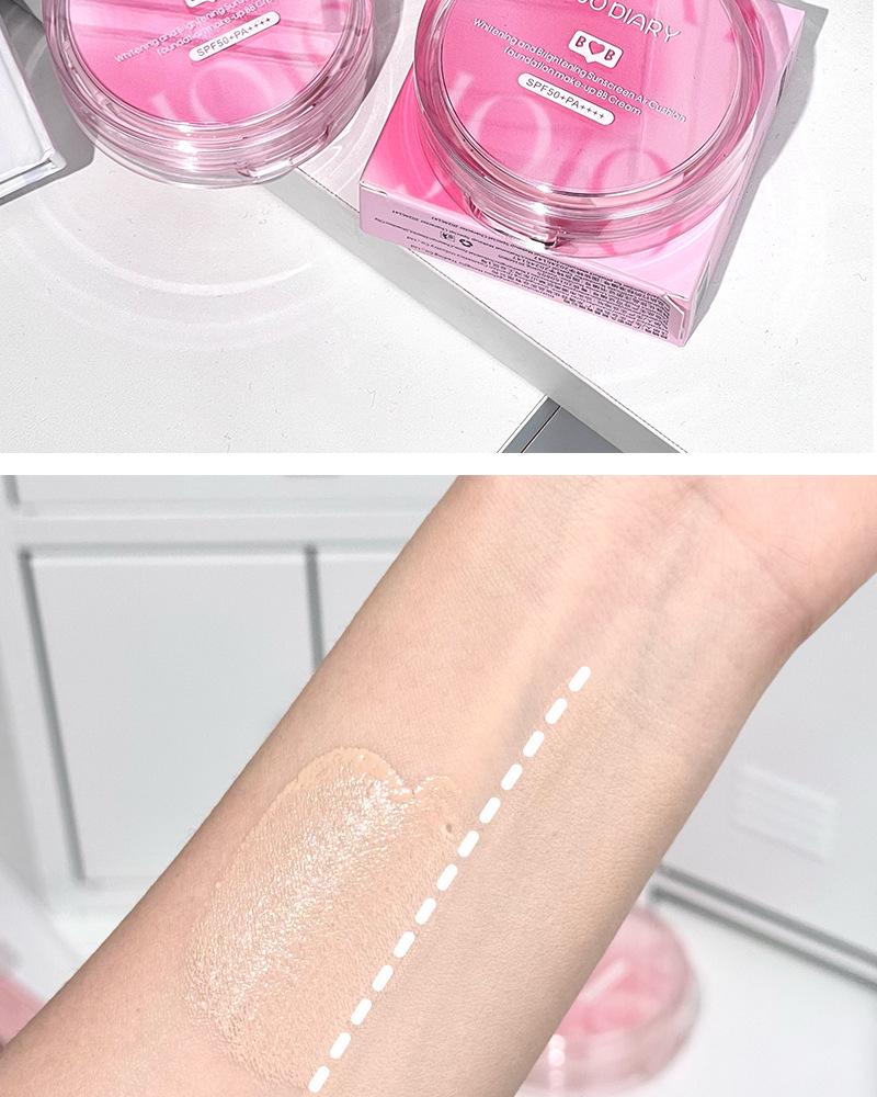 Jiujiu Diary Sunscreen Cushion BB Cream: Concealer, Brightening, Oil Control, Waterproof, Long-Lasting, Non-Cakey Foundation for Students and Parties.