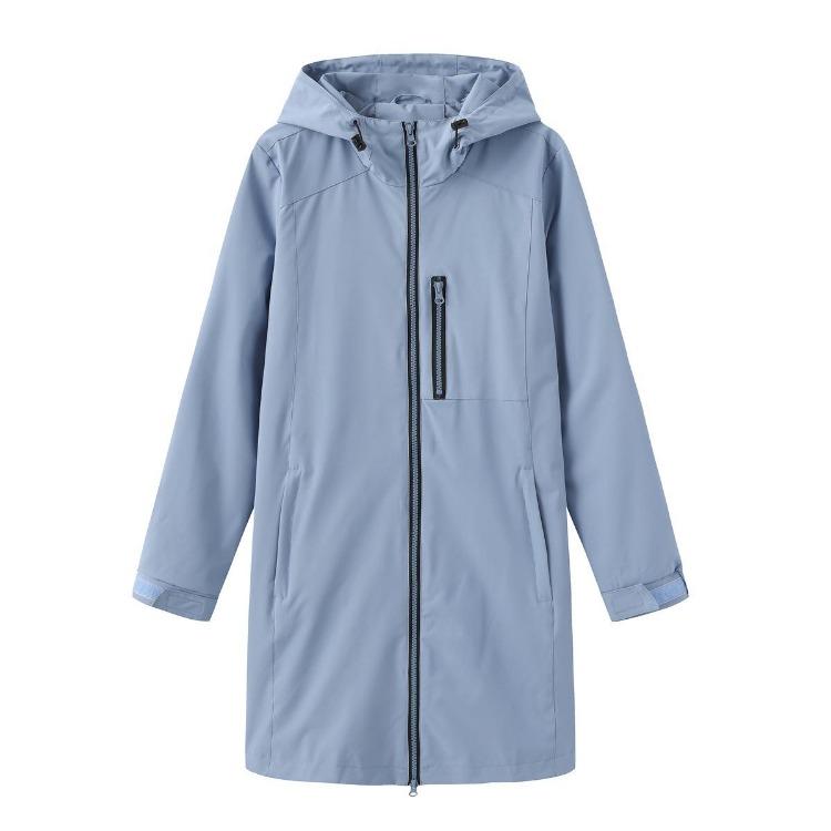 Hooded Women Trench Coat Windproof Casual Loose Spring Autumn Long Sleeved Coat S