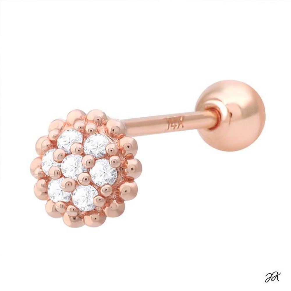 Rosa 14K Gold Needle Rose Gold Cubic Flower Piercing (S8539258)