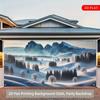 2D Snowy Mountain Garage Door Backdrop, Winter Wonderland Landscape Background Cloth