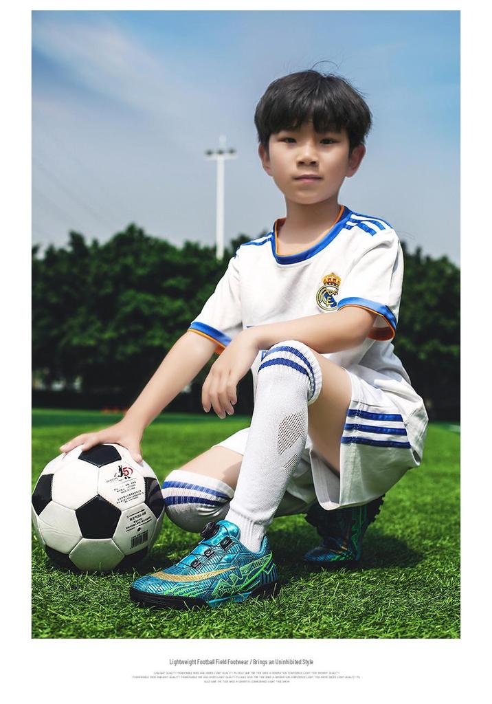 New Season Rotating Buckle Football Shoes for Kids - Breathable, Short Studs for Boys & Girls