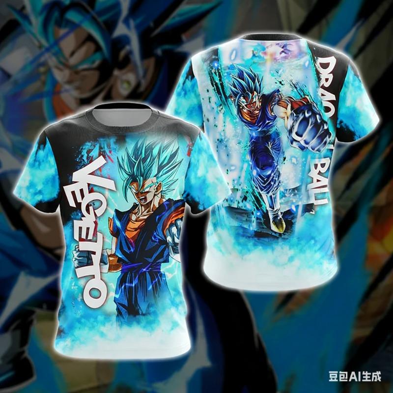 2026 Summer Dragon Ball  T-Shirt 3D Print Vegeta Super Saiyan Blue Neon Oversized Loose Breathable