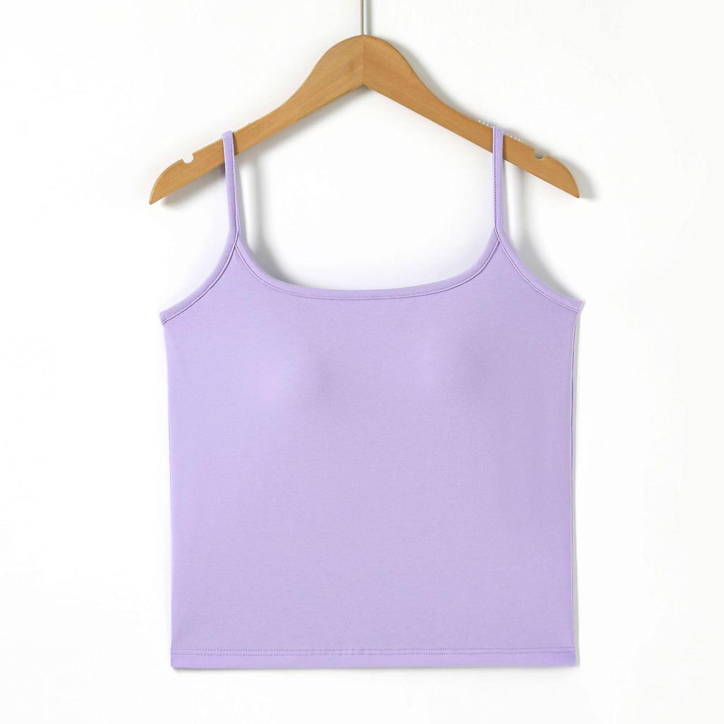 Women's White Camisole with Built-in Bra - Summer Slim Fit Versatile Base Layer